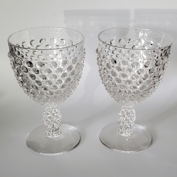 Vntg (2) 10oz Hobnail Clear Delightful Goblets by Duncan & Miller Glass - Picture 12 of 13